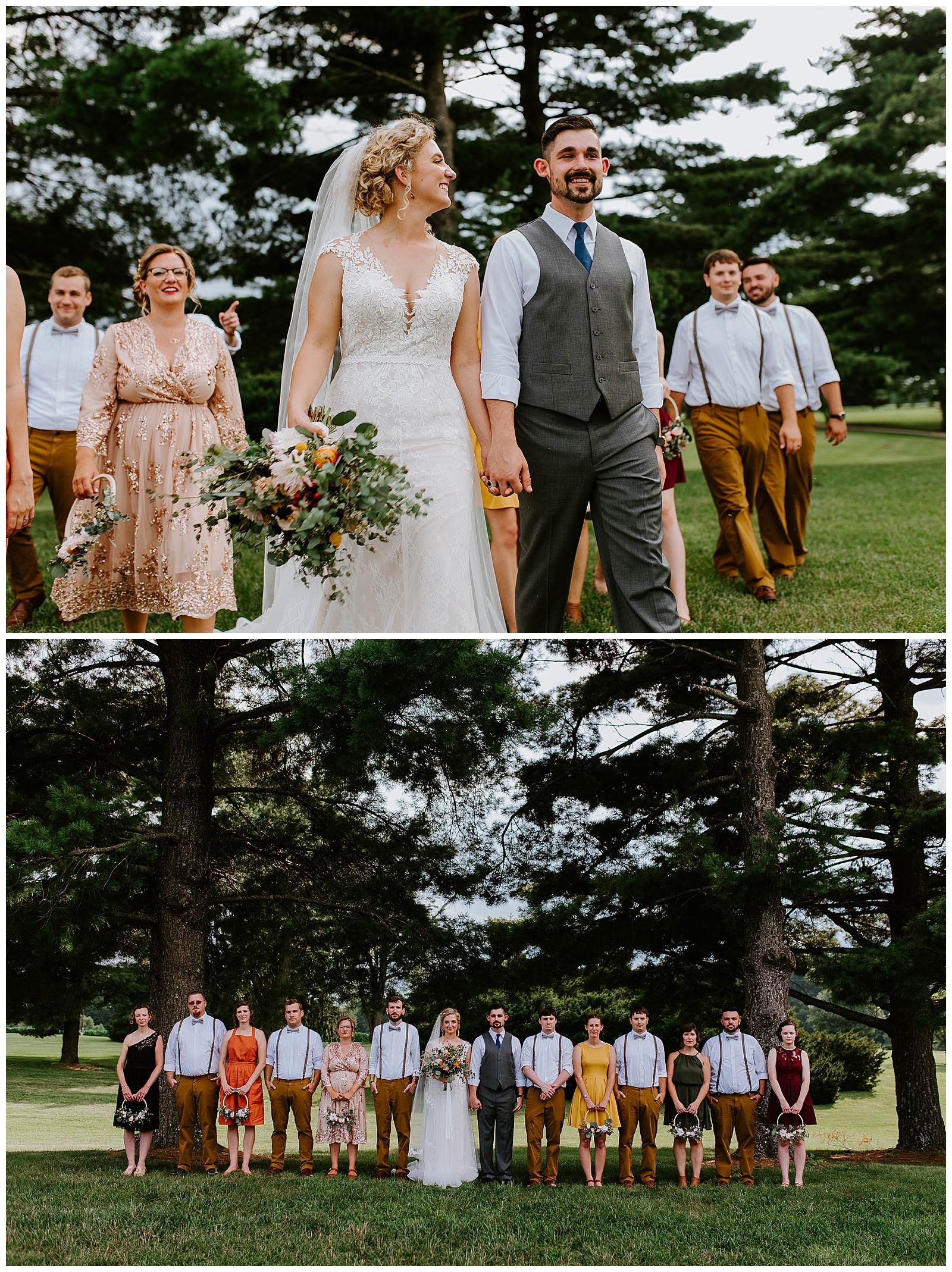 bridal party, bohemian eclectic bridal party, earth tones, fall wedding colors, fall bouquet